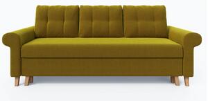 EMWOmeble Sofa żółta z funkcją spania 240x90 OSLO / 3 osobowa, Tkanina Rico 10