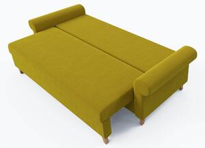 EMWOmeble Sofa żółta z funkcją spania 240x90 OSLO / 3 osobowa, Tkanina Rico 10