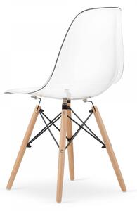 EMWOmeble Krzesła przezroczyste OSAKA 3666 nogi drewniane / 4 sztuki