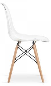 EMWOmeble Krzesła przezroczyste OSAKA 3666 nogi drewniane / 4 sztuki