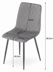 EMWOmeble Krzesła welurowe szare TURIN 3502 / 4 sztuki