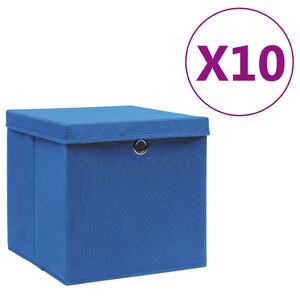 Pudełka z pokrywami, 10 szt., 28x28x28 cm, niebieskie