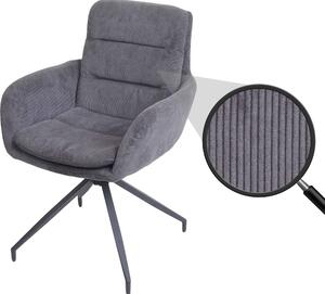 Krzesło do jadalni HWC-K32, krzesło kuchenne, fotel, pozycja obrotowa automatyczna, tkanina MVG ~ Cord grey