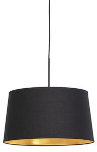 Lampa wisząca klosz bawełniany czarno-złoty 40cm - Combi Oswietlenie wewnetrzne