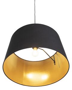 Lampa wisząca klosz bawełniany czarno-złoty 50cm - Combi Oswietlenie wewnetrzne