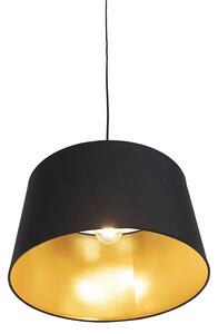 Lampa wisząca klosz bawełniany czarno-złoty 40cm - Combi Oswietlenie wewnetrzne