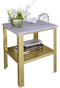 Nowoczesny stolik kawowy złoty + beton - Kurina 3X
