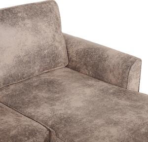 Prawostronna sofa narożna ekoskóra brązowa poduchy na oparcie do salonu Nesna Beliani