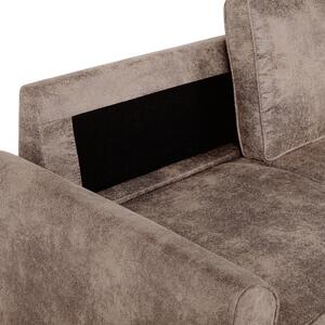 Prawostronna sofa narożna ekoskóra brązowa poduchy na oparcie do salonu Nesna Beliani
