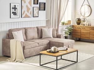 Lewostronna sofa narożna ekoskóra brązowa poduchy na oparcie do salonu Nesna Beliani