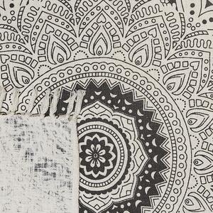 Koc bawełniany drukowany wzór mandala 130 x 180 cm beżowo-czarny Berhampore Beliani