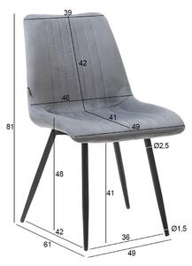EMWOmeble Krzesło do jadalni szare DC-6093 welur #21