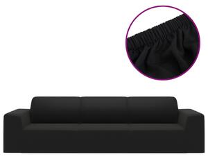 Elastyczny pokrowiec na sofę 4-osobową, czarny, dżersejowy