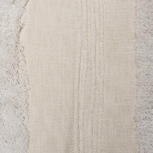 Koc bawełniany geometrczny wzór z frędzlami 130 x 180 cm biały Raebareli Beliani