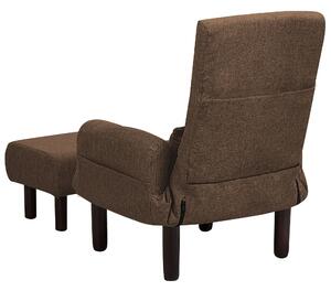 Fotel telewizyjny brązowy tapicerowany rozkładany z podnóżkiem Oland Beliani