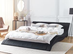 Nowoczesne łóżko wodne 180 x 200cm ze stelażem tapicerowane tkaniną czarne Vichy Beliani