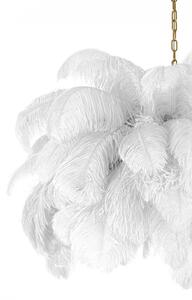 EMWOmeble Lampa wisząca TIFFANY 200 biała mosiądz / naturalne pióra