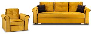 Zestaw wypoczynkowy do salonu Merida Sofa + Fotel Żółty