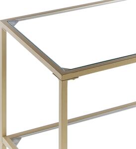 Nowoczesna konsola stolik szkło hartowane metal 2 półki złota Oretta Beliani