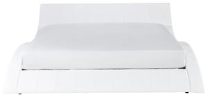 Łóżko skórzane białe 180 x 200 cm ze stelażem wygięte wezgłowie Vichy Beliani