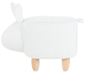 Nowoczesny tapicerowany puf podnóżek dla dzieci króliczek biały siedzisko Bunny Beliani