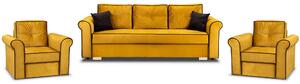 Zestaw wypoczynkowy do salonu Merida Sofa + 2 Fotele Żółty