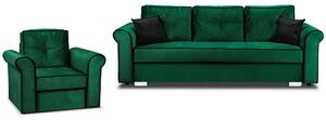 Zestaw wypoczynkowy do salonu Merida Sofa + Fotel Ciemny Zielony