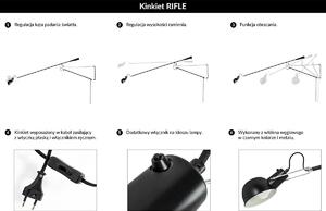 EMWOmeble Lampa ścienna RIFLE czarna - włókno węglowe, metal