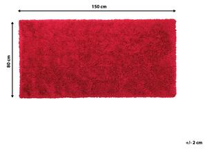 Puszysty dywan 80 x 150 cm czerwony poliestrowy chodnik shaggy Cide Beliani