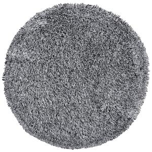 Puszysty dywan okrągły 140 cm czarno-biały poliestrowy chodnik shaggy Cide Beliani