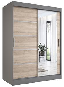 Szafa przesuwna 150 cm antracyt + dąb sonoma F1-B21
