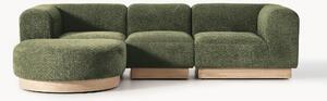 Sofa modułowa Teddy-Bouclé z pufem Natalie (3-osobowa, lewa/prawa)