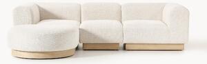 Sofa modułowa Teddy-Bouclé z pufem Natalie (3-osobowa, lewa/prawa)
