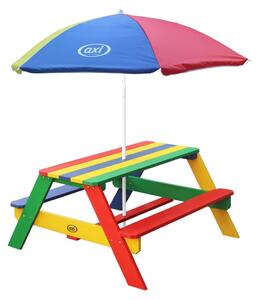 AXI Stół piknikowy Nick dla dzieci, z parasolem, tęczowy
