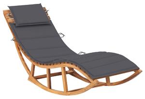 Ciemnoszary drewniany leżak ogrodowy z poduszką - Afis 3X
