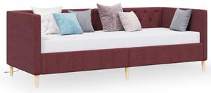 Rama łóżka, USB, fioletowa, tapicerowana tkaniną, 90x200 cm
