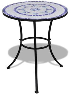 Stolik bistro, niebiesko-biały, 60 cm, mozaikowy