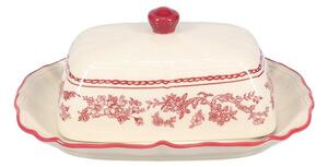 Bordowa/w kolorze kości słoniowej porcelanowa maselniczka Cyril – S|P Collection