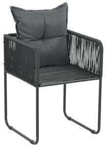 Krzesła ogrodowe z poduszkami, 2 szt., polirattan, czarne
