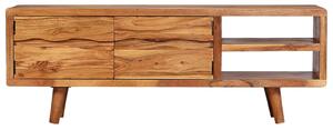 Szafka TV z rzeźbionymi drzwiami, drewno akacjowe, 117x30x40 cm