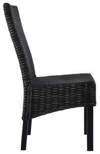 Krzesła stołowe, 2 szt., czarne, rattan Kubu i drewno mango