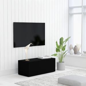 Szafka pod TV, czarna, 80x34x30 cm, płyta wiórowa