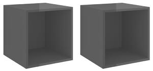 Półki ścienne 2 szt., wysoki połysk, czarne, 37x37x37 cm, płyta