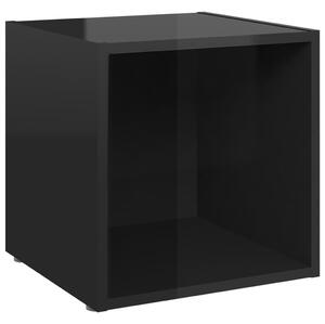 Szafka pod TV, wysoki połysk, czarna, 37x35x37 cm, płyta