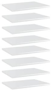 Półki na książki, 8 szt., wysoki połysk, białe, 40x30x1,5 cm