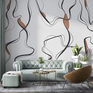 Fototapety Rysunek tuszem, abstrakcyjny wzór, geometryczne linie, szary i pomarańczowy, Fototapety Abstrakcja, u99659v3 : Uwalls.pl