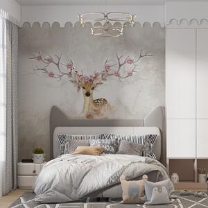 Fototapety Jelenie z kwiatami na porożu, Fototapety Dziecięce, Fototapety Dla dziewczynek, u04671d1 : Uwalls.pl