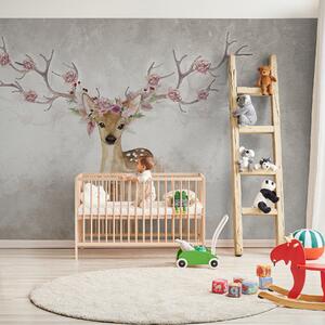 Fototapety Jelenie z kwiatami na porożu, Fototapety Dziecięce, Fototapety Dla dziewczynek, u04671d2 : Uwalls.pl