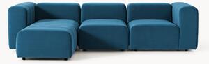 Sofa modułowa z aksamitu z pufem Lena (4-osobowa)