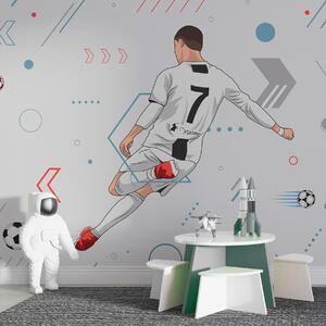 Fototapety Tapeta z piłkarzem i atrybutami piłkarskimi, Fototapety Młodzieżowe, Fototapety Piłka Nożna, w00688 : Uwalls.pl
